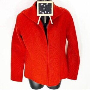 ELLEN TRACY OPEN FRONT JACKET BLAZER ORANGE RED SIZE 4